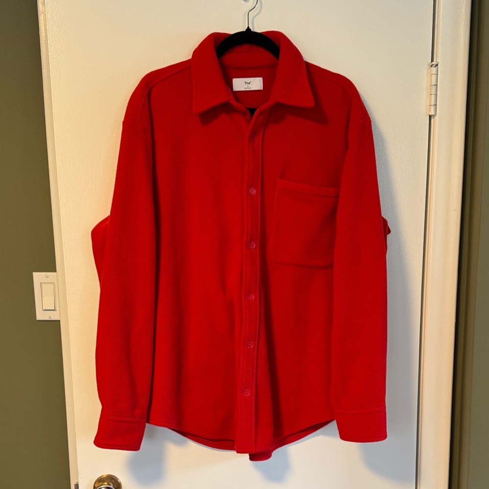 TNA Red Button-Up Polar Fleece Shirt Jacket